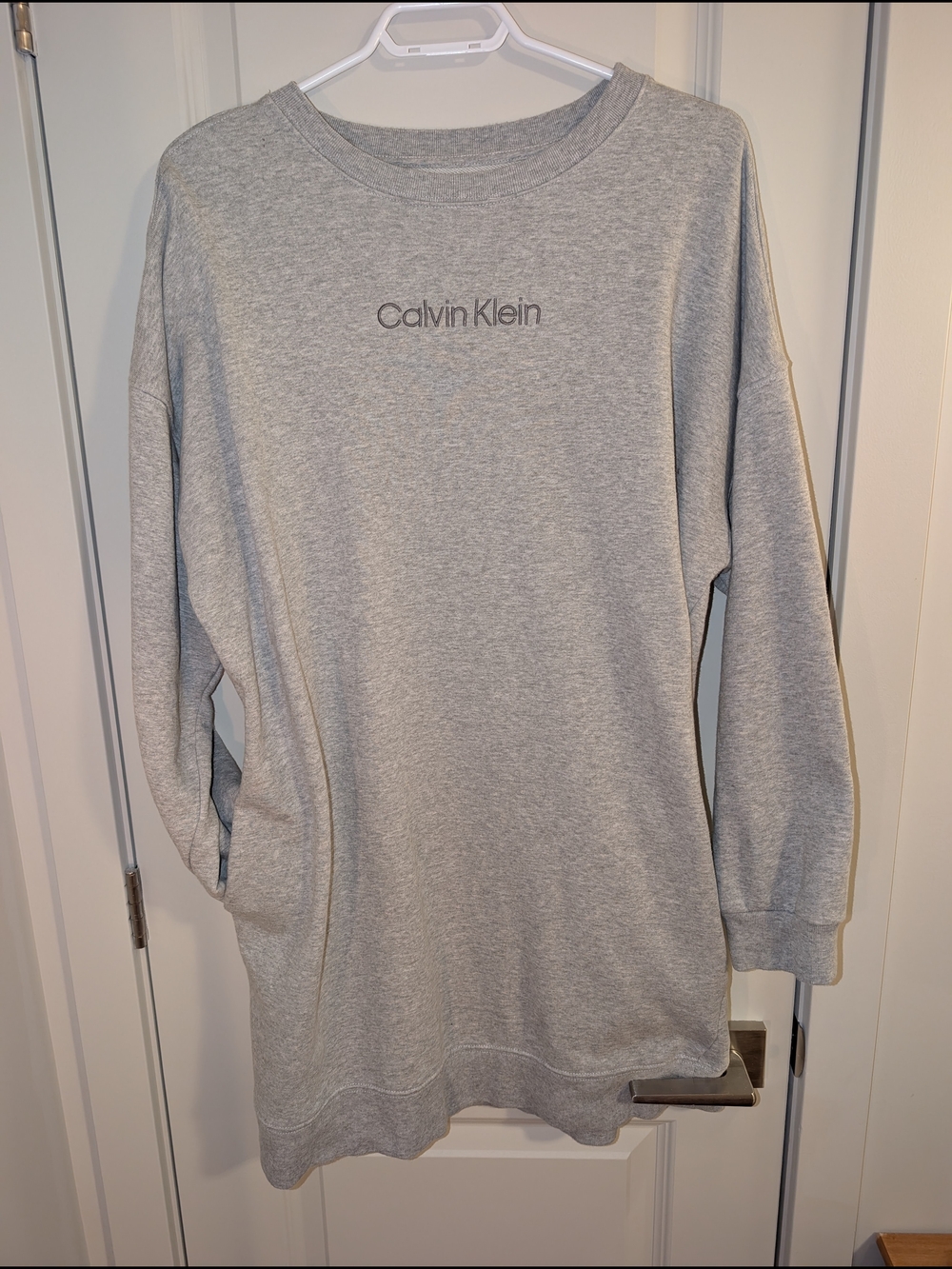 Calvin Klein Light Gray Crewneck Sweatshirt Dress